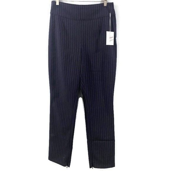 NWT Good American Women's Exec Straight Ankle Pants Black Pinstripe 6 - Picture 3 of 10